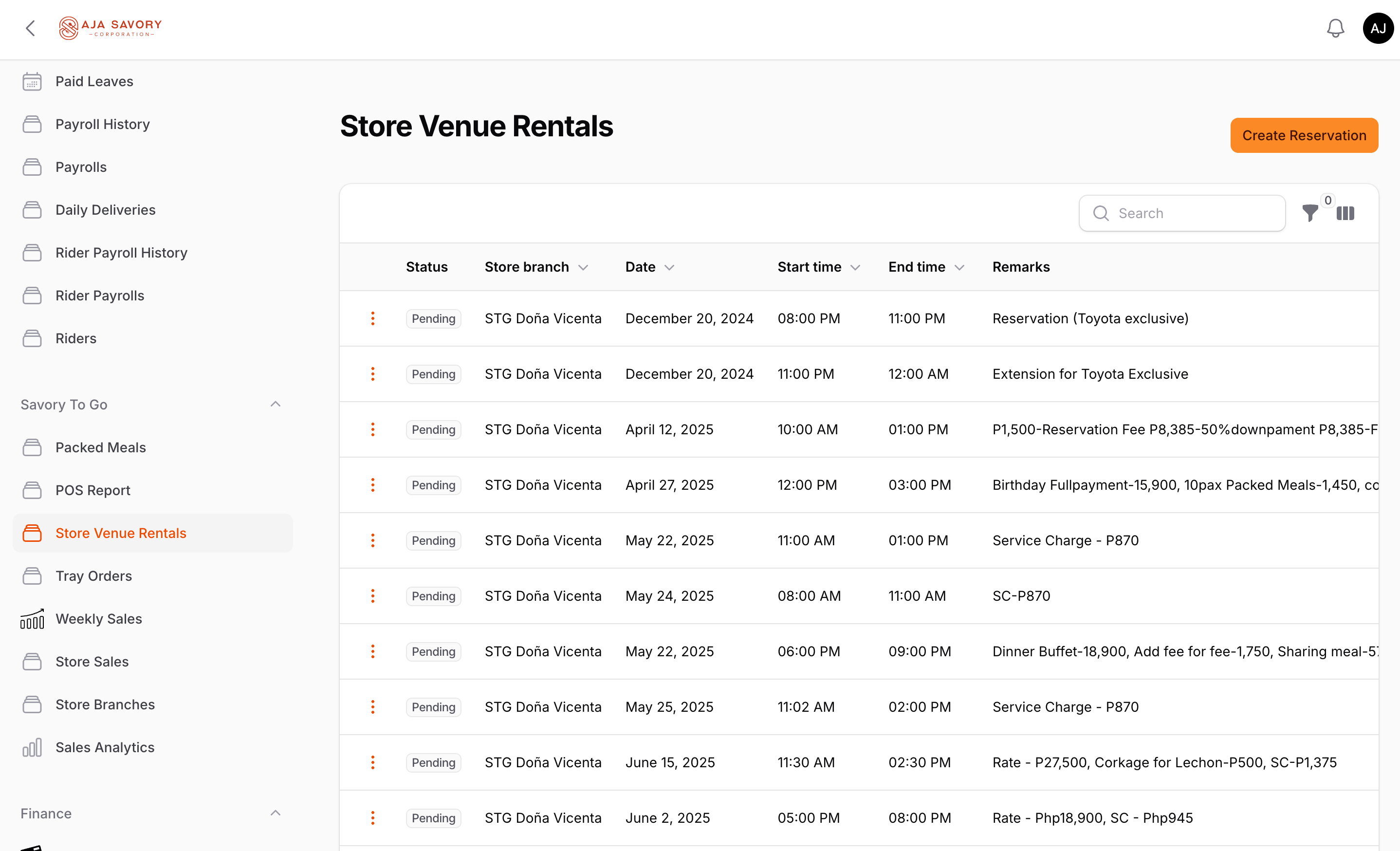 Store Operations Module for AJA Savory
